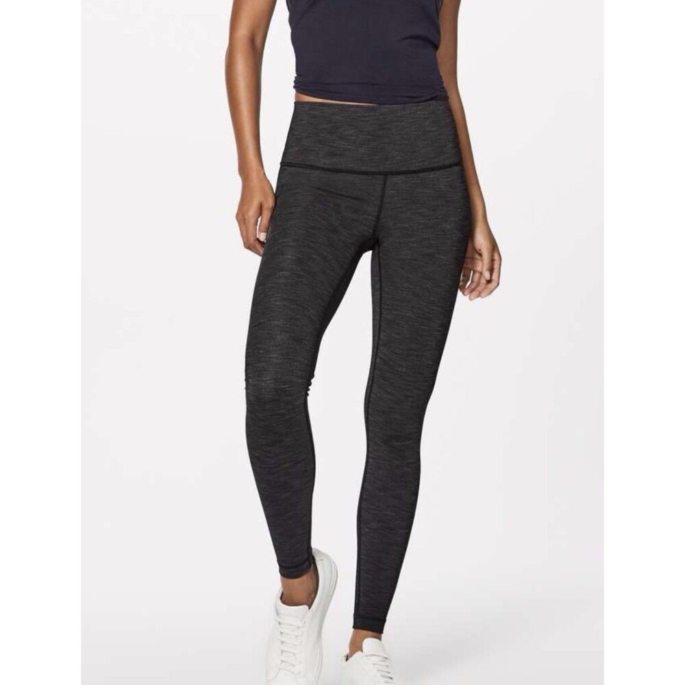 Lululemon Wunder Under Hi-Rise Size 6 Tight Brushed 28" Heathered Black W5AUUS